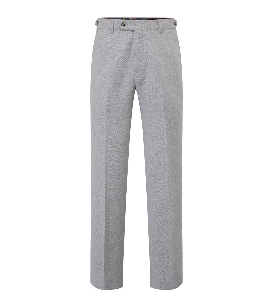 Skopes Jude Suit Trouser for Men's in Silver Herringbone 34R