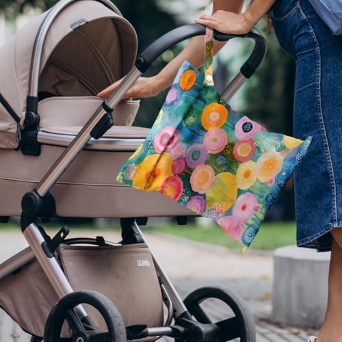 Watercolor Floral Print Wet Dry Bag, 3 Pack, Waterproof Reusable Wet Bag for Swimsuit, Dirty Clothes Diaper Pool Gym Yoga Camping, Colorful Flower Storage Pouch Travel Toiletries Beach Essentials — 사진 4