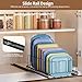 Housolution Pull Out Food Container Lid Organizer with Sliding Rail, Slide Out Plastic Lid Holder Compatible with Tupperware, Metal Storage Rack with 10 Adjustable Dividers for Cabinet, 2 Pack