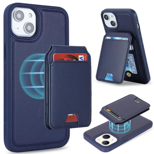 Coque portefeuille Magsafe iPhone 14 Plus Havaya étui bleu anti-perte