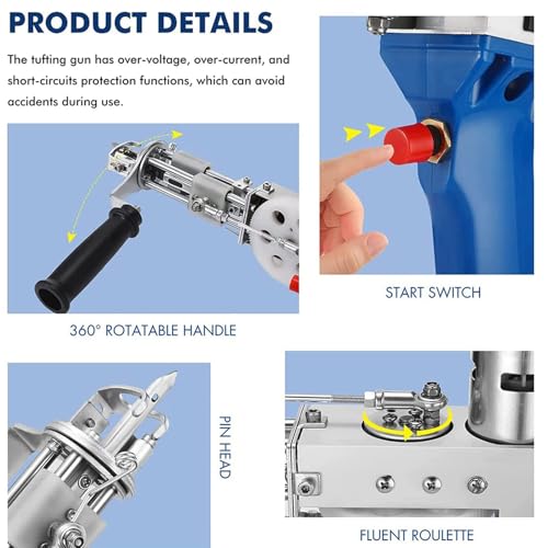 Pistolet électrique à touffeter pour la fabrication de tapis 2en1 - 5