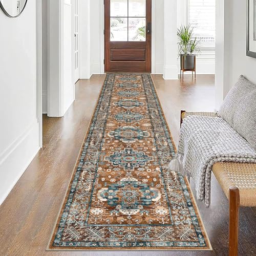 Pauwer Boho Hallway Runner Rug 2x10 Washable Entryway Area Rugs Non Slip Farmhouse Vintage Floor Mat Carpet Runner for Hallways Laundry Room Kitchen Bathroom Bedroom