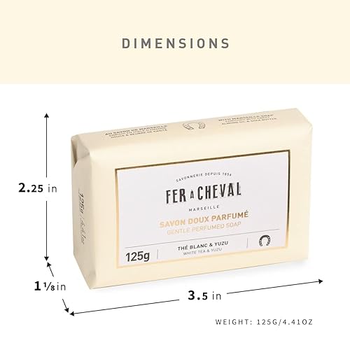 Miniatura 5 de Fer à Cheval Jabón perfumado suave, jabón natural en barra para mujeres y hombres, jabón de Marsella orgánico barras de jabón de baño, té blanco y