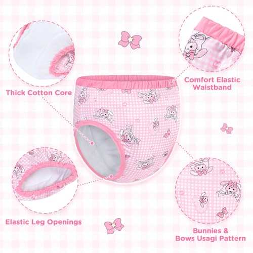 Image of Littleforbig Soft Silky Underwear Comfortable Washable Reusable Waterproof Adult Training Pants - Bunnies & Bows Usagi L