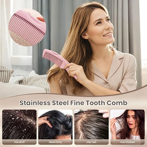 Peines para Dandruff con Mango Antideslizante de Acero Inoxidable 2PC miniatura 2