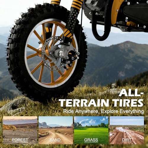 Image of 50cc Dirt Bike, 2 Stroke Gas Mini Bike for Kids 8-10 2025 Upgraded, Orange
