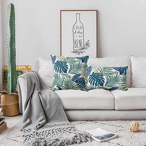 Modern Tropical Palm Leaves Outdoor Pillow Covers 16 X 16Inches Square Decorative Pillow Case For Sofa Couch Bed (Pillow Insert Not Include) #TOP4