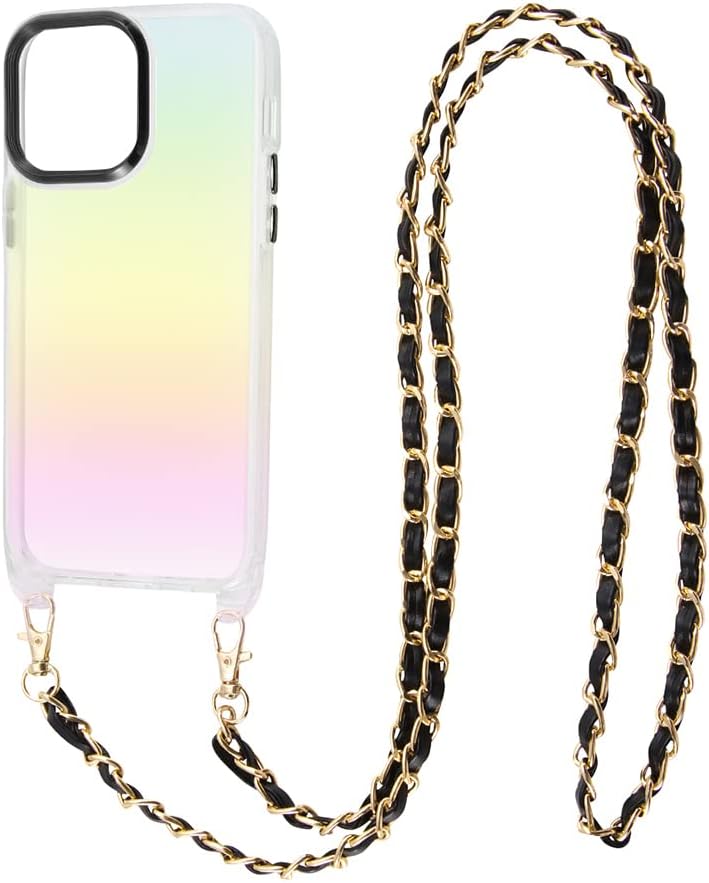 Digital Archimist iPhone 14 Plus Case Clear Hybrid Case with Shoulder Strap Smartphone Shoulder Clear Case x Black Strap