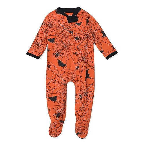 Image of HonestBaby Sleep and Play Footed Pajamas One-Piece Sleeper Jumpsuit Zip-front PJs Organic Cotton for Baby Boys, Unisex, Batty, 6-9 Months