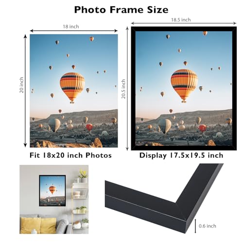 Image of JCJMY 18x20 Picture Frame Black for Poster Photo Picture, Horizontal and Vertical Formats for Wall Hanging, 18 x 20 Wall Gallery Poster Photo Frame for 18 by 20 Photos Posters, Black