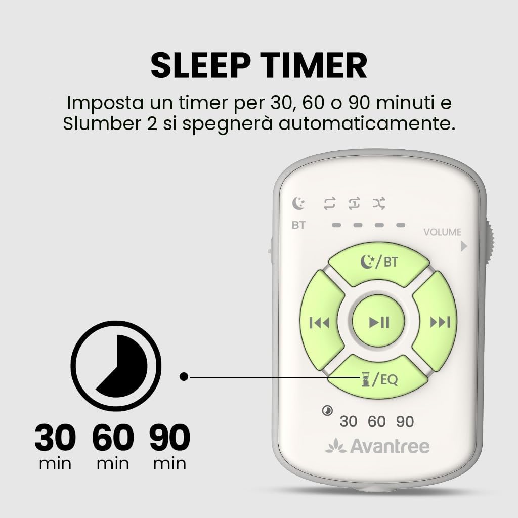Avantree Slumber 2 – Cuscino Altoparlante Bluetooth con 4 Speaker Piatte, Rumore Bianco, Telecomando,Timer Spegnimento, Cuffie per Dormire, Design Morbido per Dormire di Lato