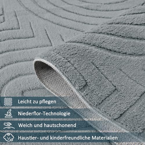 WONGS BEDDING Wohnzimmer Teppich Modern Waschbar 160x230cm, Grau – Ansicht 4