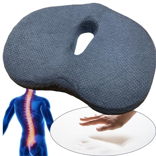 クッション【腰肩専門整体師が絶賛!!】座布団 低反発 洗える 通気性 蒸れない お尻が痛くならない 産前産後 円座 持ち運び 椅子 長時間 無地 オフィス (グレー(O型))