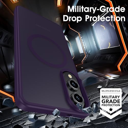 Image of Oterkin Magnetic for Samsung Galaxy S25 Edge Case Matte, S25 Edge Phone Case Compatible with MagSafe Frosted Translucent Shockproof Anti-Scratch Slim Fit Case Military Grade Protection (Dark Purple)