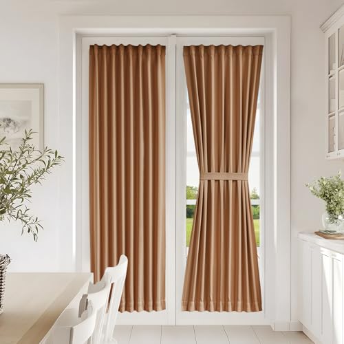 Vatge Cortinas de Puerta Francesa de Terracota de 74 Pulgadas de Largo para Puertas, Cortinas de luz Lateral Naranja Quemado para Puerta Delantera, 1 Panel, 25 Pulgadas de Ancho x 72 Pulgadas de