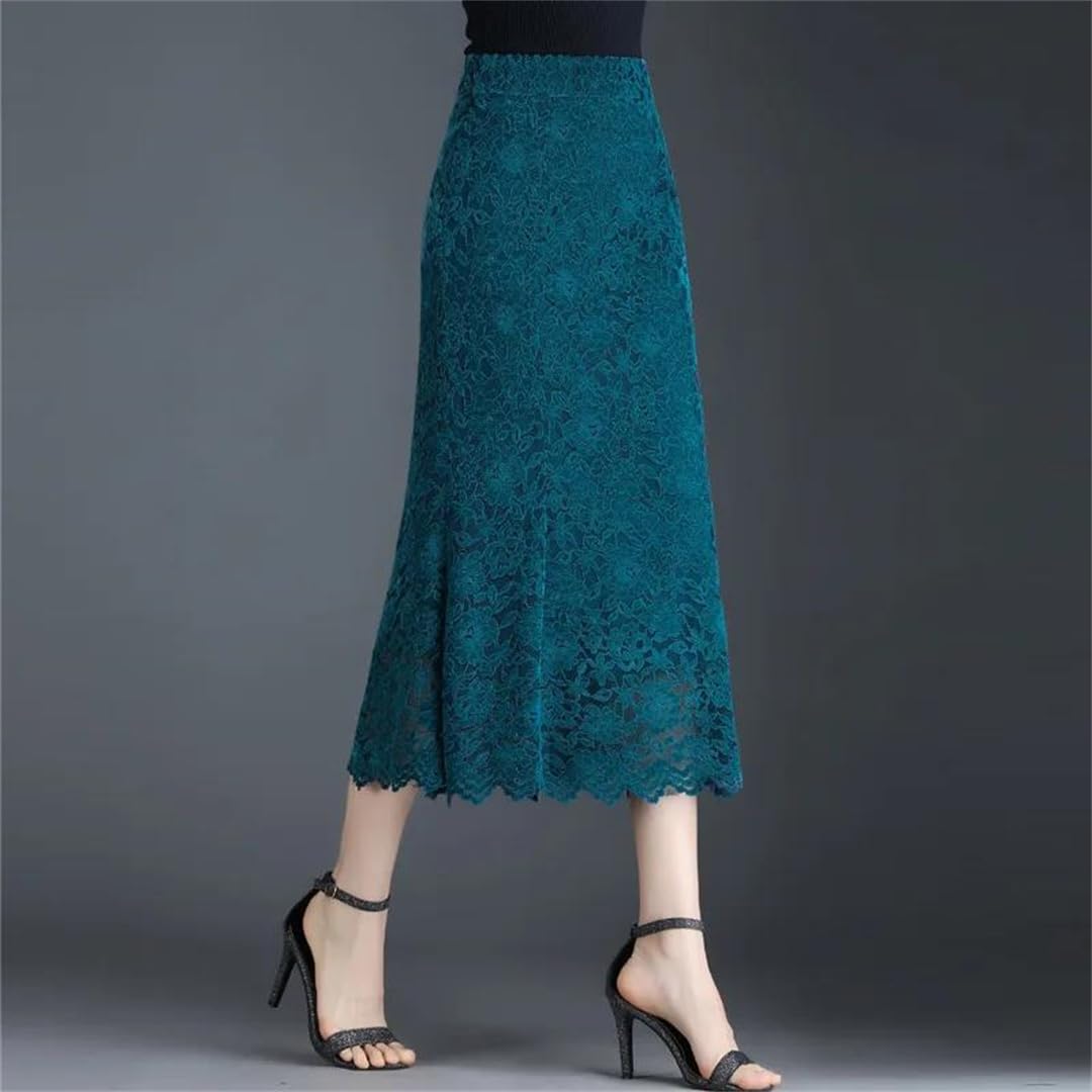 Pizzo Fishtail Midiskirt Donna Temperamento Borsa Hip Gonna Ufficio Signora One-Step Gonna Lunga