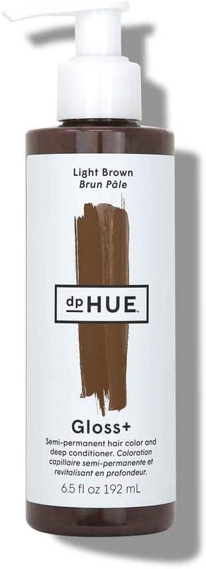 dpHUE Gloss+, Light Brown - 6.5 oz (8-12 Applications) - Semi-Permanent Hair Color & Conditioner - Lasts Up to Eight Washes - Paraben, SLS & SLES Sulfate Free - Vegan, Leaping Bunny Certified