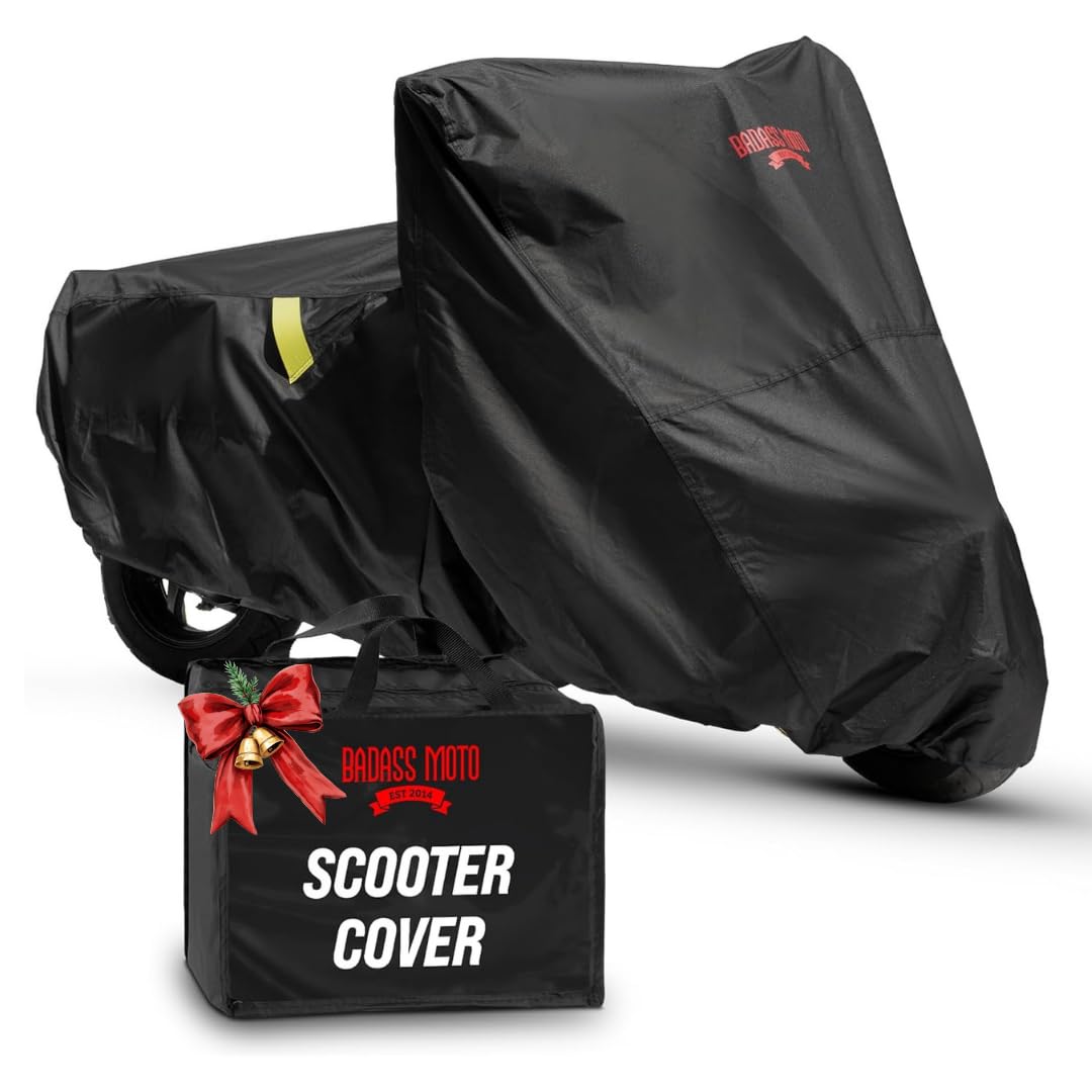 Badass Moto Ultimate Scooter Cover for Vespa Cover, Moped Cover Waterproof Outdoor Fits Honda Ruckus Scooter Cover Fits Honda Super Cub, Heavy Duty Motorcycle Cover Fits Yamaha Zuma 125 Cover