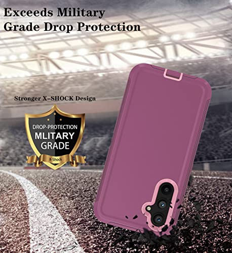 Qinmay For Galaxy A54 5G Case,Samsung Galaxy A54 5G Case With Hd Screen Protector (2 Pack),Samsung A54 5G Case Durable Shockproof 3-Layer Heavy Duty Cover For Samsung A54 5G (Winered Pink) #TOP3