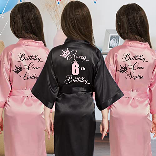 Pretty Girl Robes w Birthday Number for Birthday Girl & Squad, Personalized Girls Bathrobes with Name3