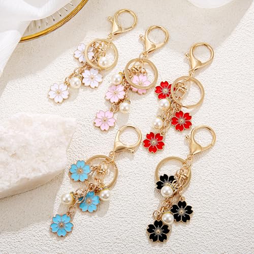 Lcbulu 5PCS Flower Key Chains