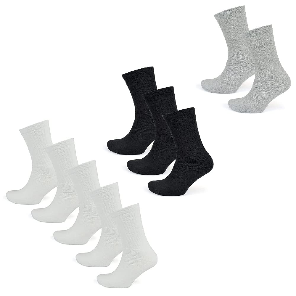 IUEG Mens 10 Pack Sport Socks Black 3 Pairs White 5 Pairs Grey 2 Pairs size UK 7-11, White, Black , Grey