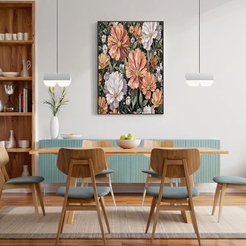 Posters de jardín cosmos para un salón elegante con diseño mural abstracto verde oscuro 3