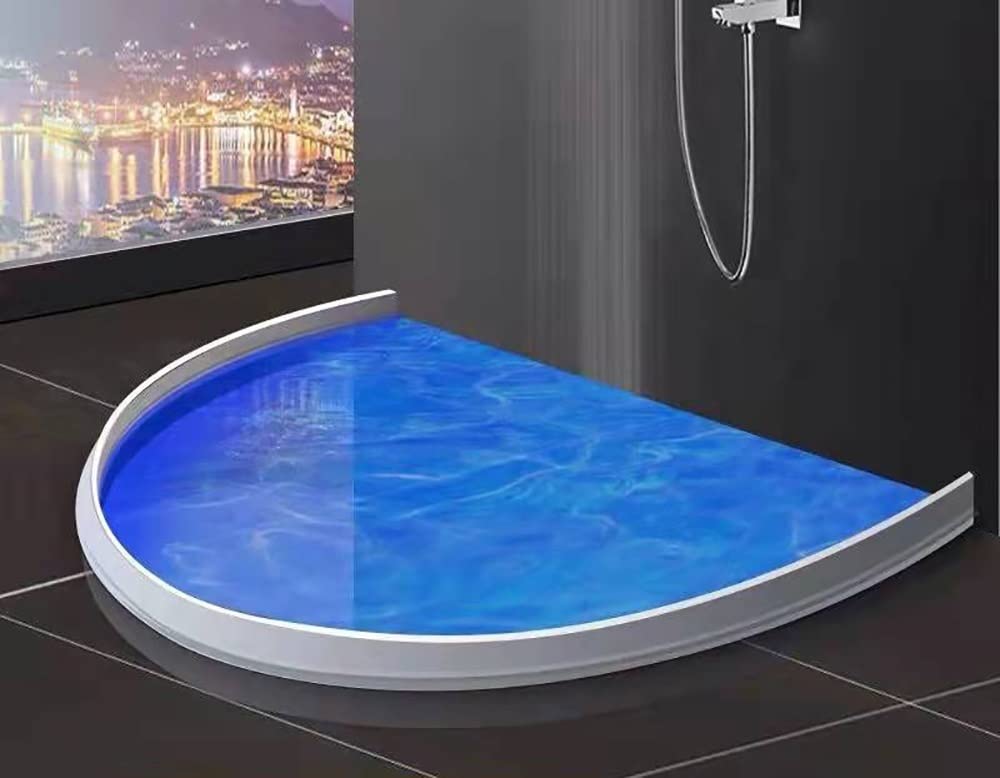Paratie Antiallagamento Porta Guarnizione Piatto Doccia, Striscia di Contenimento dell'Acqua Curva, Strisce di Tenuta per Bagno E Cucina, Tieni Acqua Entro La Soglia (Color : Grigio, Size : 3m/118 i