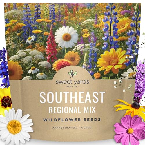 Southeast Regional Mix - Large 1 Ounce Packet - 12 000 Flower Seeds for Planting - Wildflower Mix