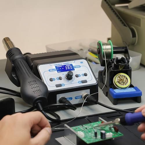 YIHUA 938BD-I Soldeerstation, hete lucht, 2-in-1, 110 W soldeerbout met lcd-display, auto-stijl met 8 accessoires, EU-stekker - Afbeelding 3