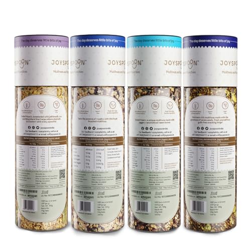 Image of JoySpoon Relief Munch, Royal Roasted, Sweet Neem & Seven Seeds Mukhwas Combo | Supari Free | Traditional Indian After-Meal Digestive Snack | No Artificial Colors & Preservative | Pack of 4x100g