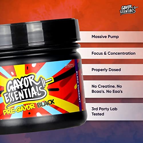 Image of Pre Gayor Black Properly Dosed Advanced PreWorkout with No creatine Bcaa Formula,8g Citrulline Malate, [52+Scoops,572g], LAB Tested for Accuracy (Fruit Beer)