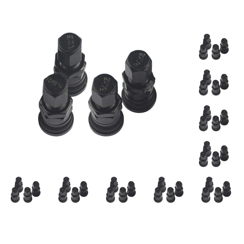 10 Satz von 4 x Aluminium Bolt-In Auto Tubeless Rad Reifen Ventil Vorbau Mit Staubkappe Schwarz
