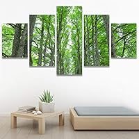 SIGNWIN 5 Panel Canvas Wall Art Modern Art Dramatic Forest Multicolor Photography Romantics Scenic for Home Decorations Ready to Hang - 60