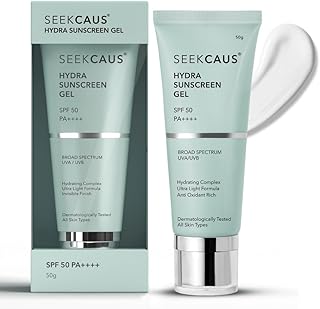 Seekcaus Hydra Sunscreen Serum SPF 50 PA++++ |Broad-Spectrum UVA UVB &amp; Blue-Light Protection | Lightweight Non-Sticky Non-...