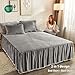 LIFEREVO Luxury Pom Poms Velvet Bed Skirt, Velvet Wrap Around Bed Skirt, Diamond Quilted Fitted Bed Sheet Bedskirt, 18 Inch Drop Dust Ruffle Decorative Bedspread Pompoms Fringe(Twin/Twin XL, Gray)