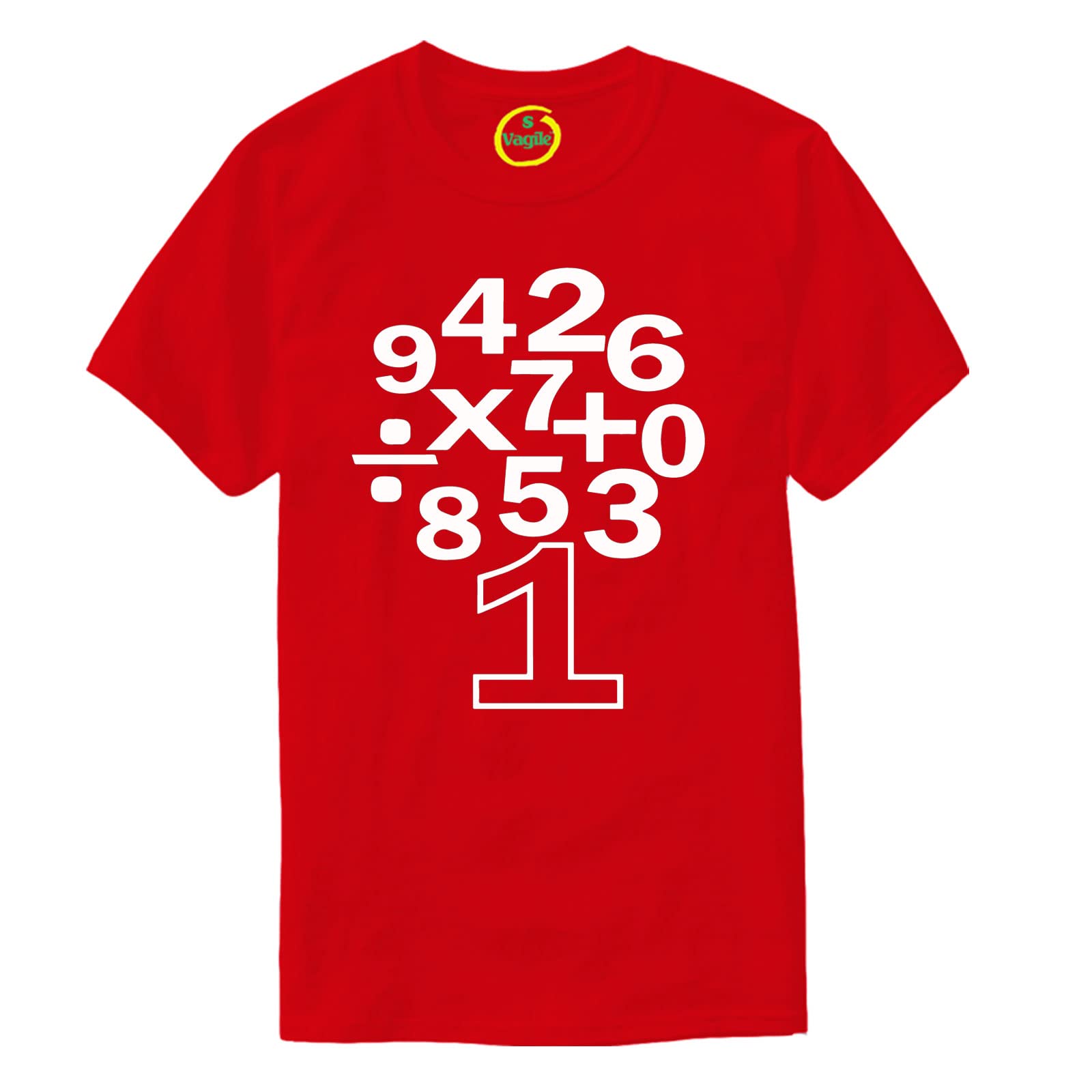 Vagile Boys Red Kids Girls Superhero Design Number Day Maths Symbols School Tee T-Shirt Top