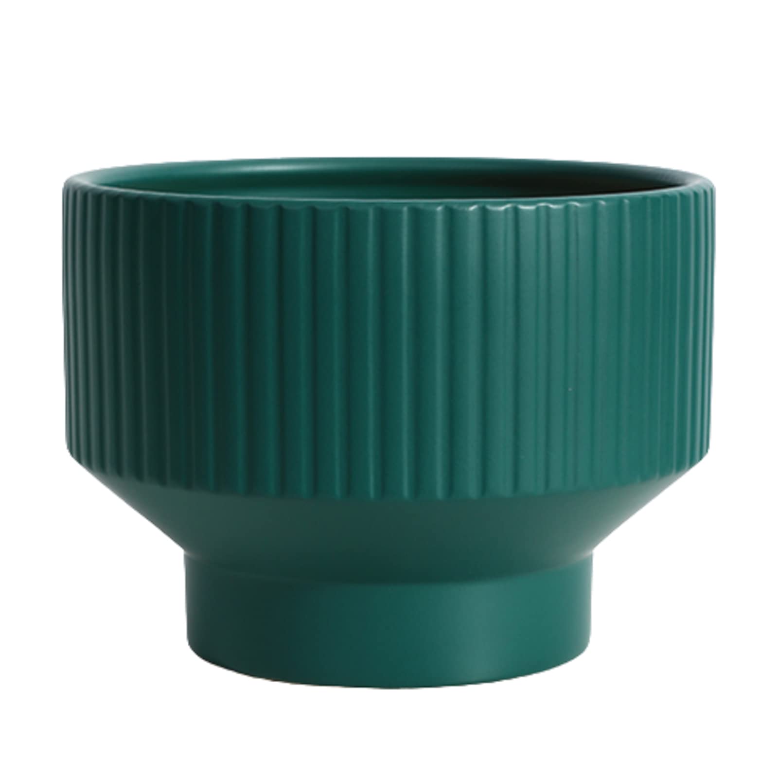 Vasi da Giardino Vaso per fioriere succulente in Ceramica con Foro di drenaggio e piattino in plastica, Moderno Vaso da Giardinaggio a Strisce Verticali per la casa