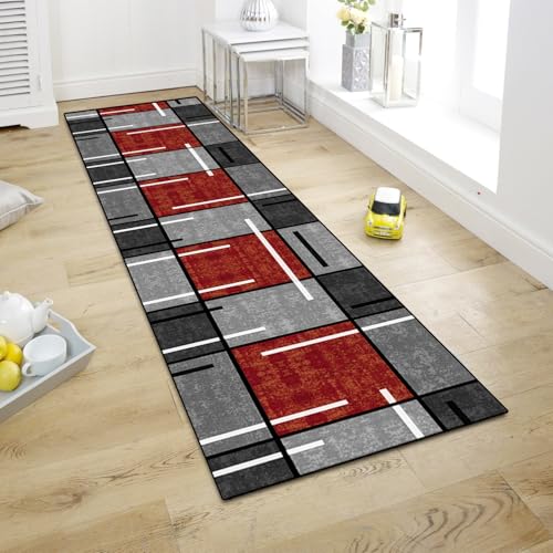 WTHYGB Teppich Läufer Flur Teppichläufer Küchenläufer Küche Teppiche rutschfest Waschbar Bettvorleger für Flur Waschküche, 60x150cm Rot