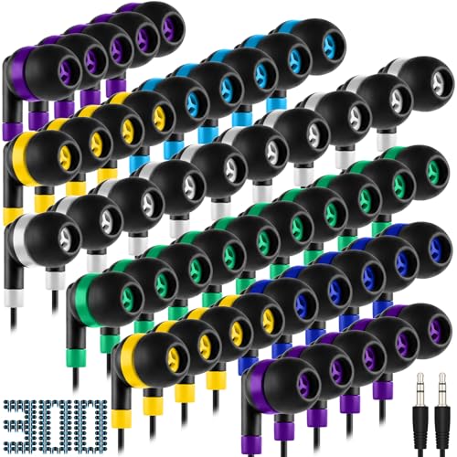 Image of Kigeli 300 Packs Wired Earbuds Bulk, Interlaced Black
