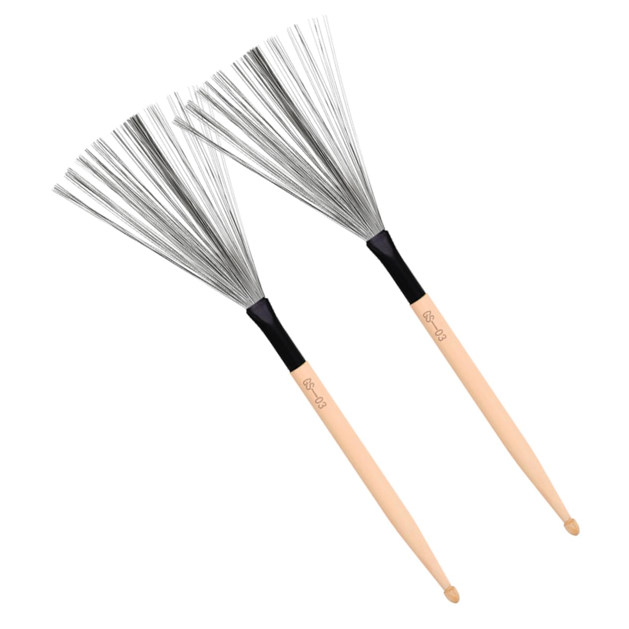 Spazzole Per Percussioni Jazz in Legno Di Acero Con Filo d Acciaio Retrattile Bacchette Durevoli Per Batteristi Principianti e Performance
