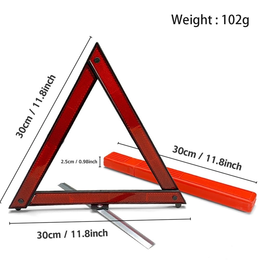 Triangolo Auto Treppiede Riflettente per avviso di Sicurezza Emergenza per Catarifrangente Triangolare Pieghevole per Auto | PC-4