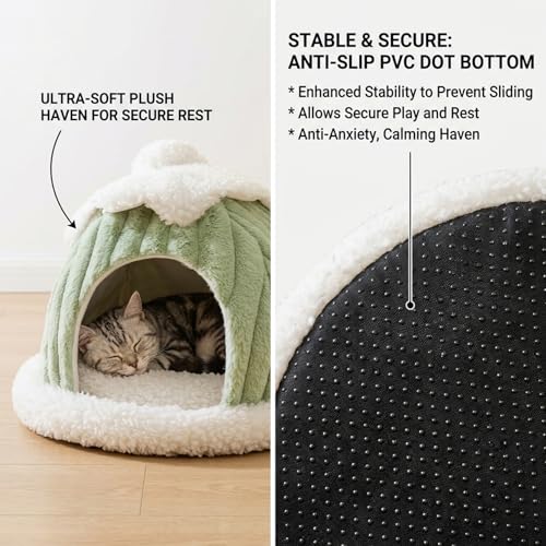 Lit fermé pour chat contre le froid hivernal avec dôme citrouille isolant
