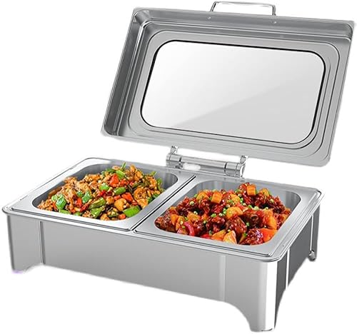 Miniatura 1 de Juego de bufé de platos para rozar, 9 L, calentador de alimentos eléctrico, control de temperatura, plato para rozaduras para fiestas, bufé,