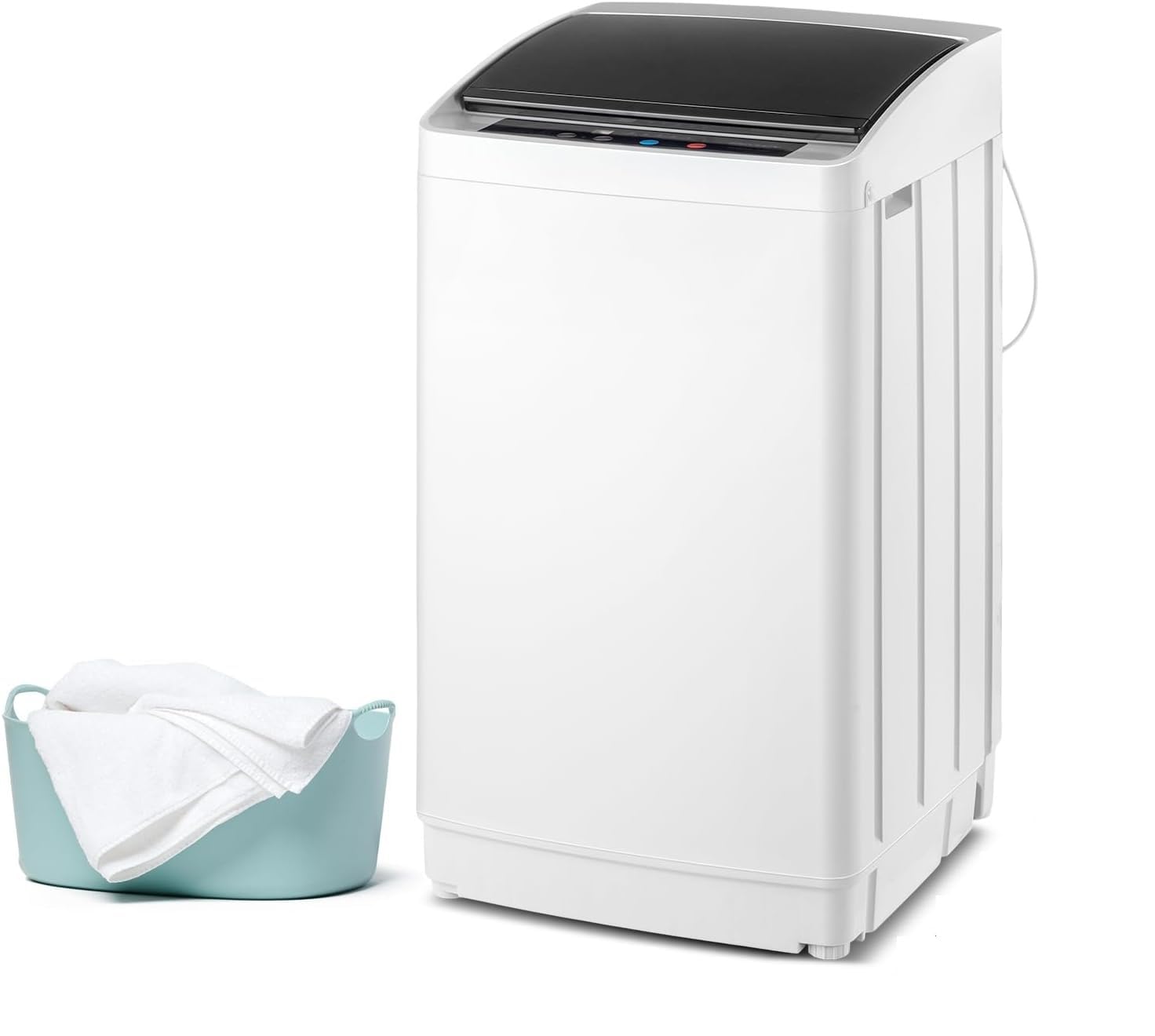 Lavadora portátil Bonnlo 2 en 1 totalmente automática de 17.8 lbs, lavadora de carga superior y secadora con bomba de drenaje, 8 programas de lavado, 5 niveles de agua para casa y apartamento.