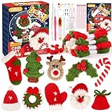 Pllieay Beginner Crochet Kit for Christmas, Christmas Crochet Kit for Beginners Adults with Step-by-Step Video Tutorials, Crochet Patterns Crochet Starter Kit for Christmas Theme