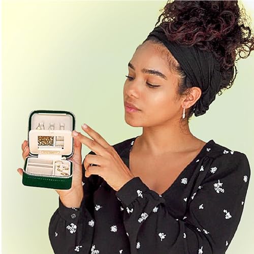 Benevolence LA Plush Velvet Jewelry Box | Travel Jewelry Case Organizer with Mirror | Featured in Oprah's Favorite Things | Best Gifts For Daughter, Girlfriend, Mom | Gifts For Her - Emerald - Image 6