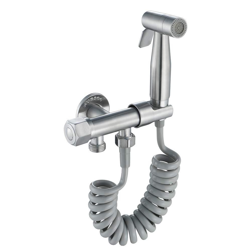 Bidet-Sprühgerät mit zwei Wasserdurchflussmodi, Edelstahl, gebürstet, tragbar, Tuch, Windelwäscher, Duschsprüher-Set, Wandmontage, Badezimmer, Dusche, Bidethahn for die persönliche Hygiene, Bodenreini