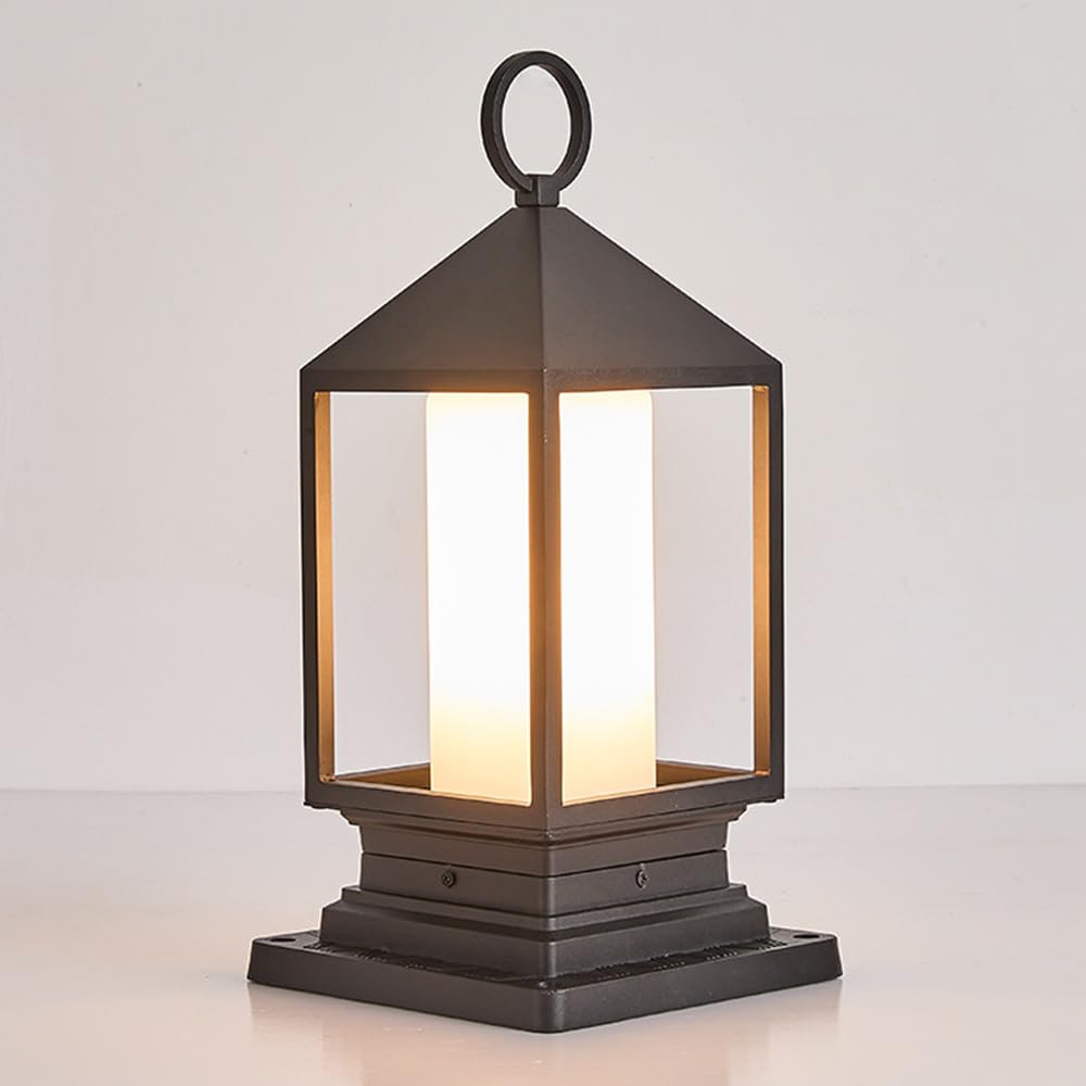 HCIPJQY Garden Industrial Pillar Light Glass Post Lantern Lamp Fixtures Pole Lights for Porch Black Pole Lantern Lighting with Waterproof Aluminum Housing for Yard Post Pole Pillar Landscape