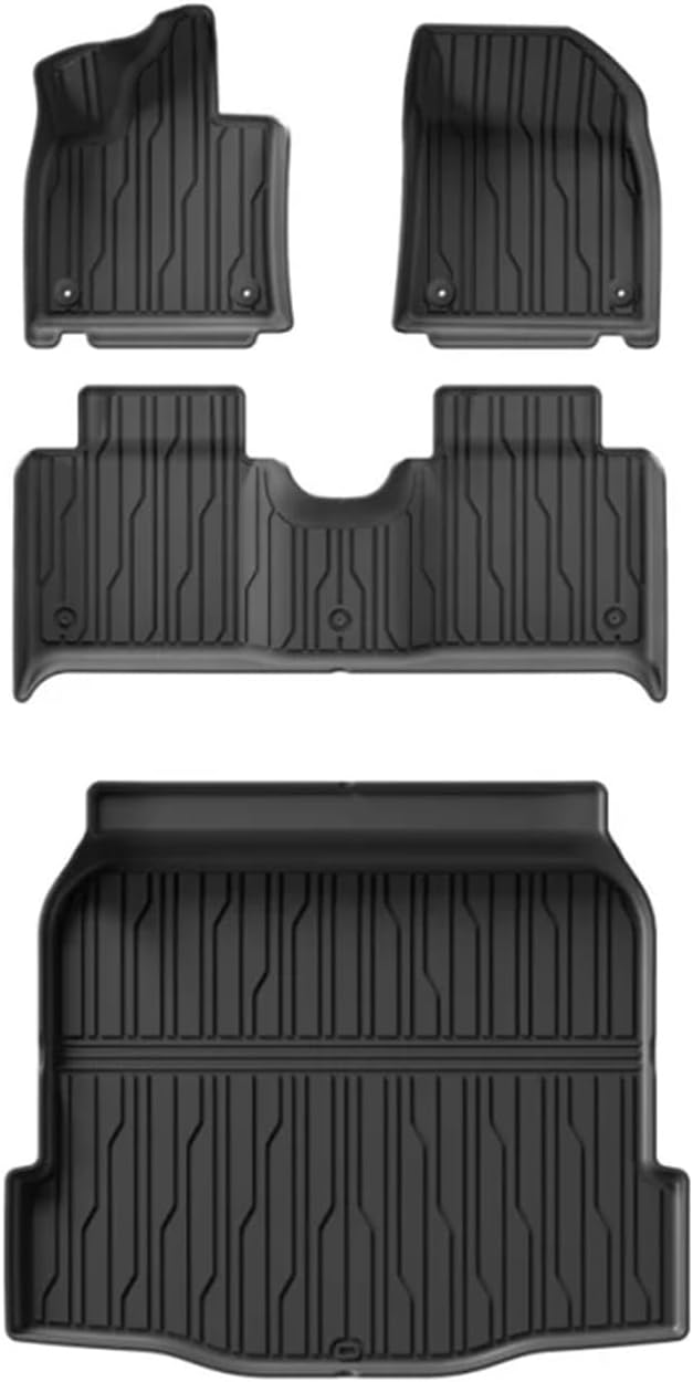 Car Floor Mats Cargo Liner Trunk Pad TPE 3D Foot Mat Waterproof Tray Set Black Left Rudder Compatible with Lynk & Co Z10 EV(LHD 6P)